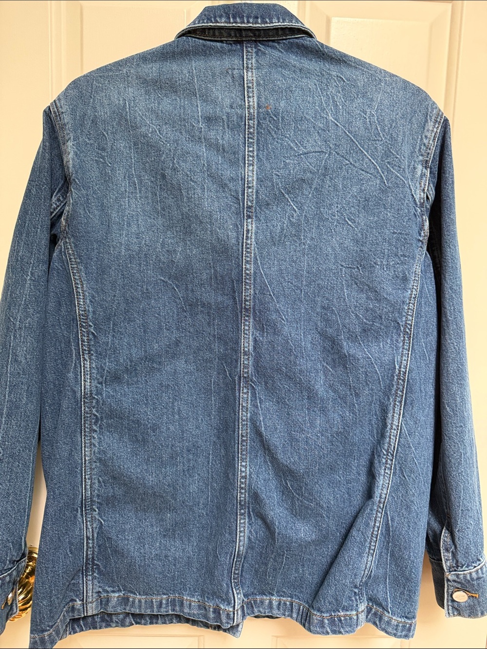 Anine Bing sz S 100% Cotton Denim Chore Barn ALDEN Jean Jacket silver hardware - Picture 6 of 12